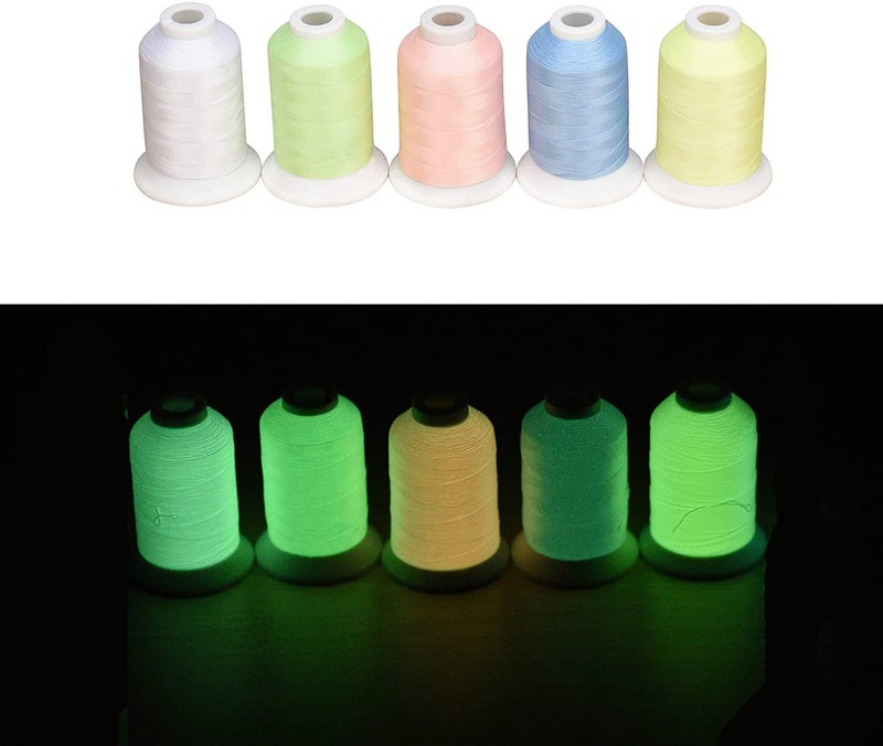 Simthread Glow in The Dark Thread, Polyester Embroidery Thread, 5 Spools 550 Yards Each, for Home Embroidery and Sewing Machine - Image 2